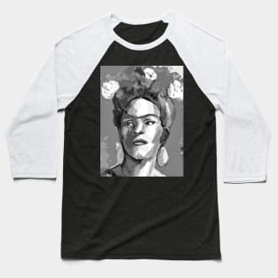 Frida Kahlo Black and White 7 Baseball T-Shirt